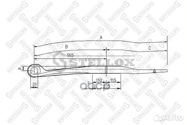 Полурессора однолистовая 1/54x100x54 562+490/3
