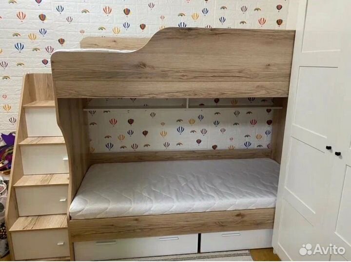 Детская кровать 2-х ярусная, без матраца Геометрия