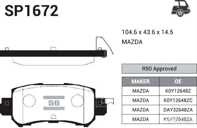 Тормозные колодки задние mazda CX 5. Новые