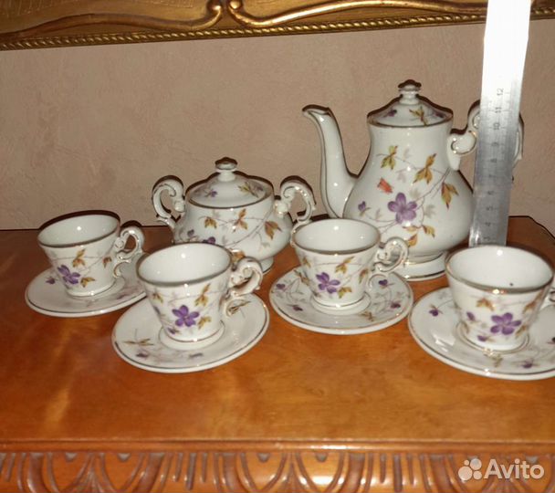 Антикварный детский чайный набор роспись