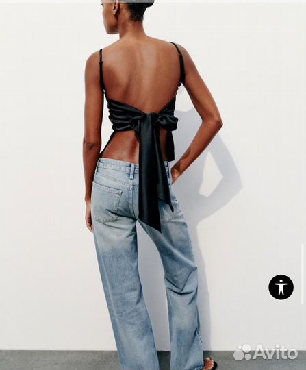 Атласный Топ с завязками сзади