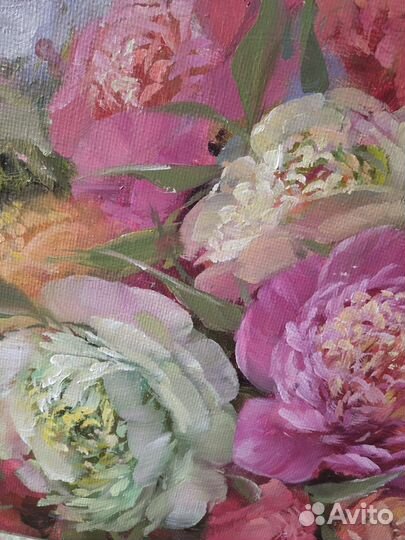 Картина маслом на холсте цветы пионы