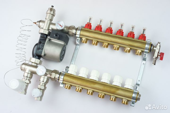 Коллектор для теплого пола TDS в сборе на 6 контур