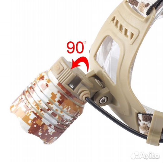 Фонарь налобный аккумуляторный /камуфляж