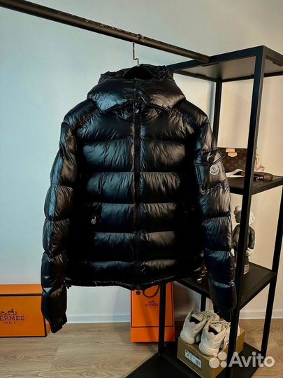 Зимняя куртка пуховик Moncler глянец на пуху