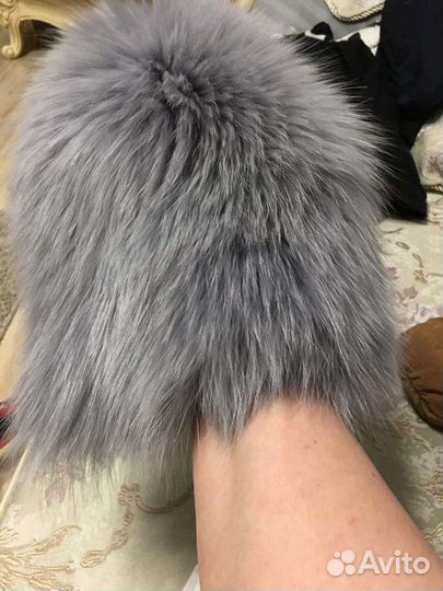Шапка женская вязаная песцовая