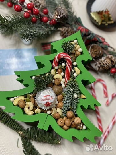 Ореховый бокс елочка на новый год подарок