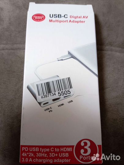 Переходник HUB USB 3.0- hdmi-Type C