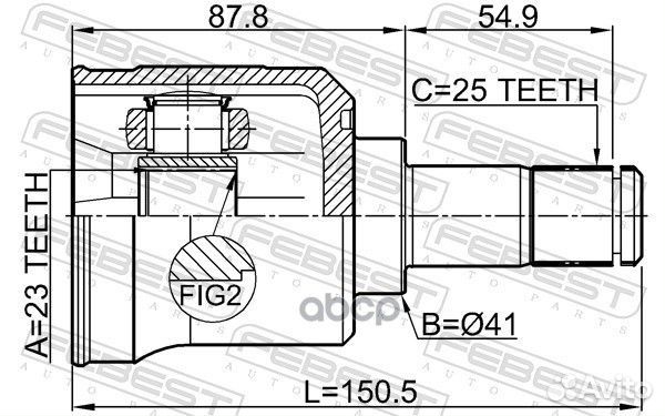 ШРУС ШРУС внутренний 23X41X25 0411ea2a Febest