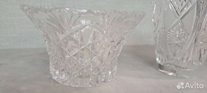Хрустальные ваза и фруктовница конфетница