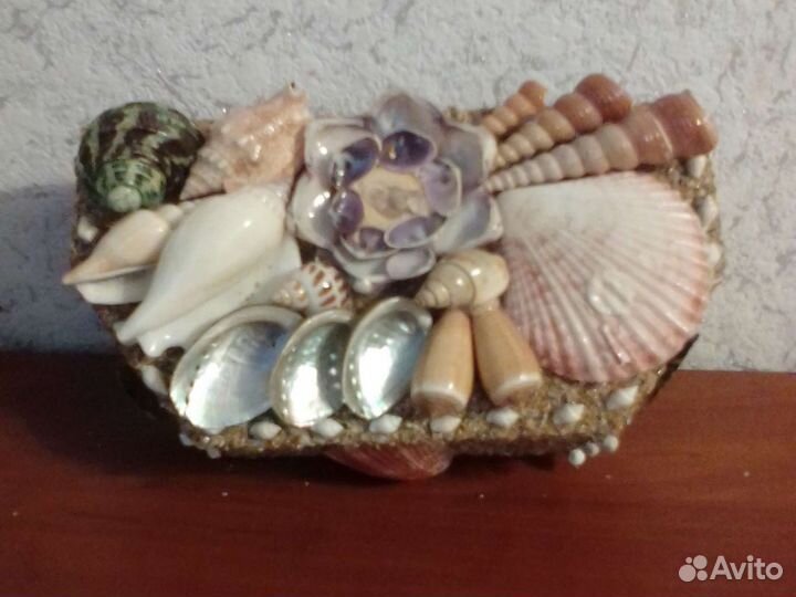 Шкатулка из ракушек, ручная работа