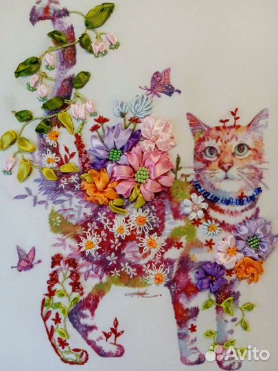 Картина вышивка лентами