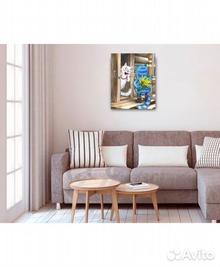 Алмазная мозаика 8 Марта (Синие коты), 40*50