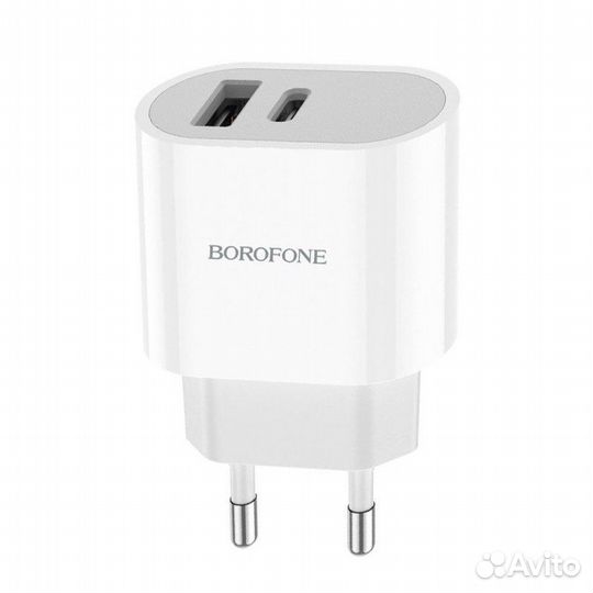 Сетевой Адаптер Зарядки 1xUSB+USB-C, 2,4A (12W)