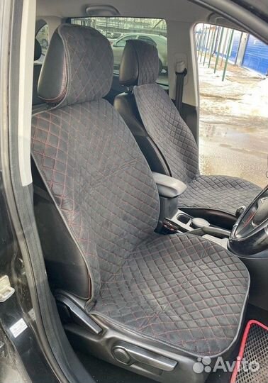 Накидки на сиденья алькантара черная-красная