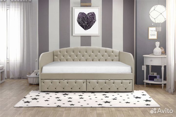 Детская мягкая кровать София дуга каретная стяжка