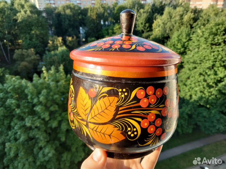 Вазы цветное стекло Дерево СССР Гжель Хохлома