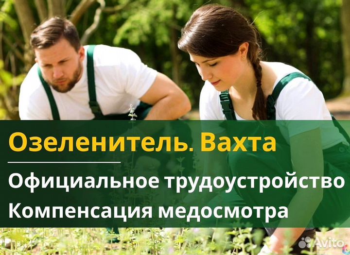 Вахта 60/30 Жильё питание / Озеленитель