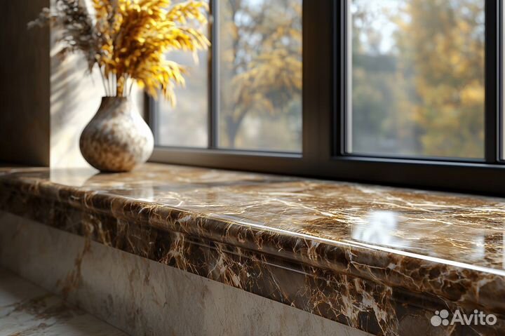 Подоконник из камня с монтажом. Замер