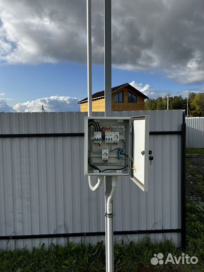 Монтаж трубостойки, щит учёта