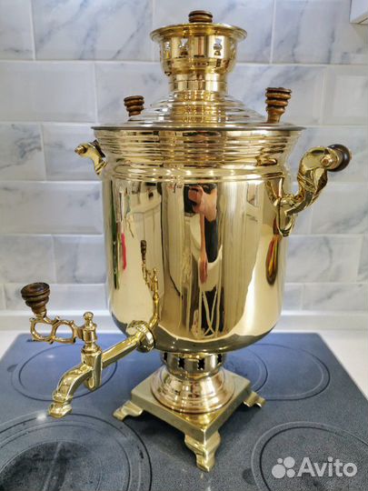 Латунный самовар на дровах с завода объёмом 7л