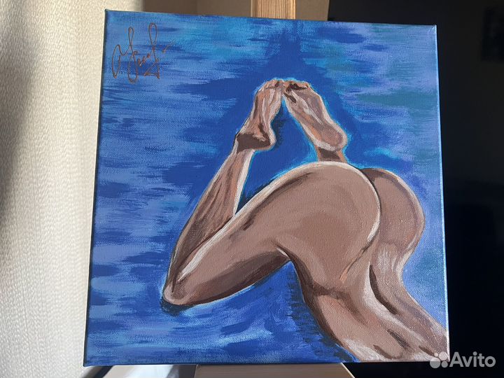 Картина акрил эротика Синяя птица