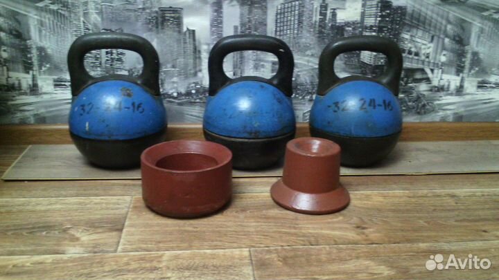 Гири 32кг(32-24-16) разб, 32кг и блины по 2,5кг