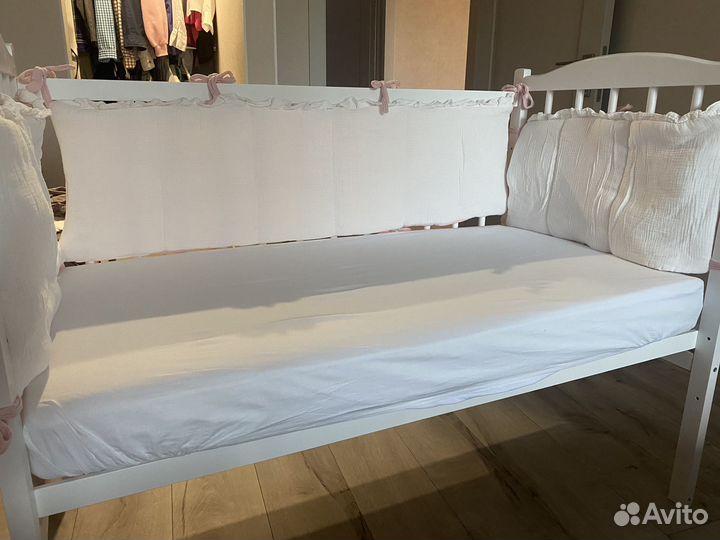 Бортики на детскую кроватку муслиновые