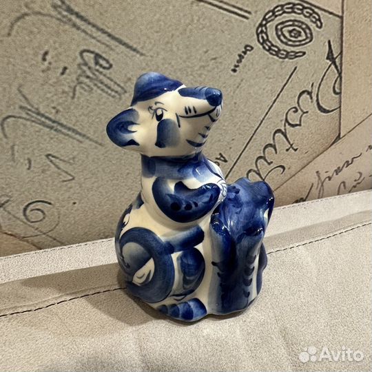 Фигурка гжель мышь мышка ручная работа