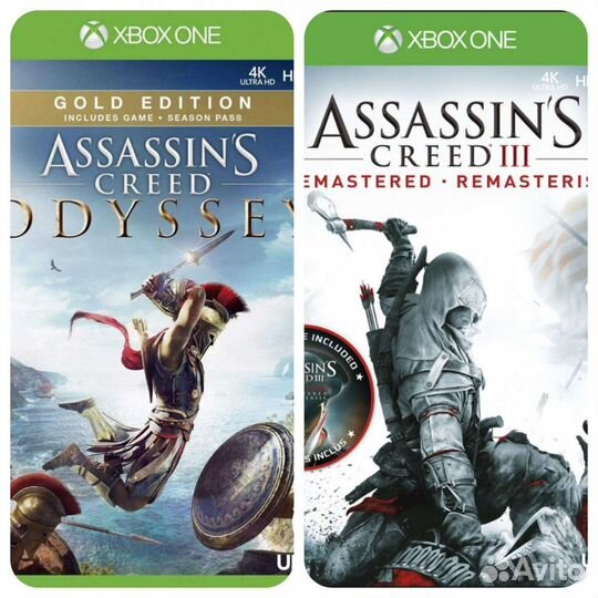 Assassin's creed: одиссея gold+AC3 xbox one