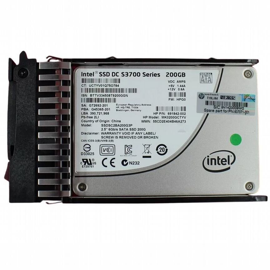 [637071-001] Жесткий Диск Hp 200gb Sata2 2.5" Ssd 637071-001