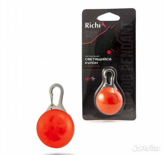87374 LED-кулон richi красный на ошейник, 3 режима