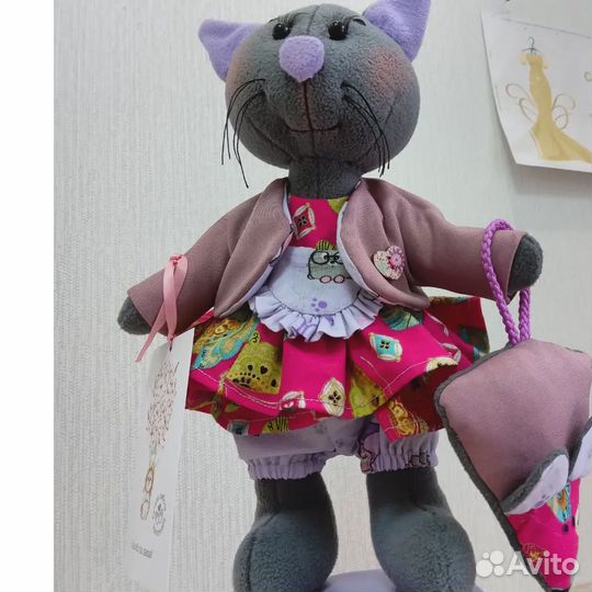 Текстильная игрушка кошка