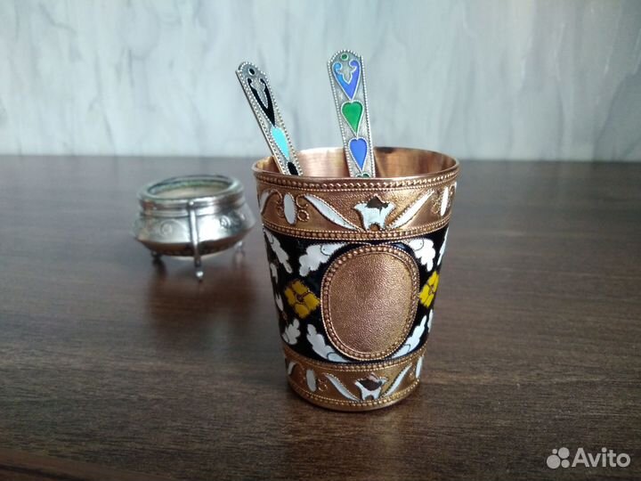 Рюмка металлическая с глазурью (СССР) винтаж