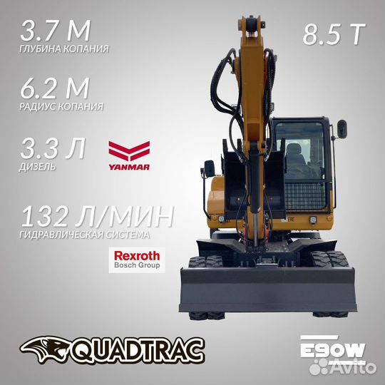 Колесный эксковатор Е90W Вес машины 8500 Объем к