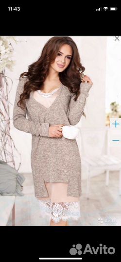 Атласное платье и туника из ангорки