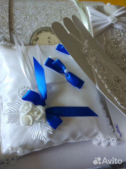 Новые свадебные перчатки и подушечка для колец