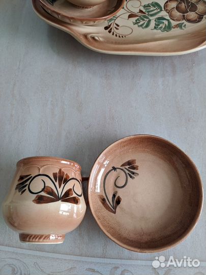 Керамическая посуда с росписью 2 персоны новый