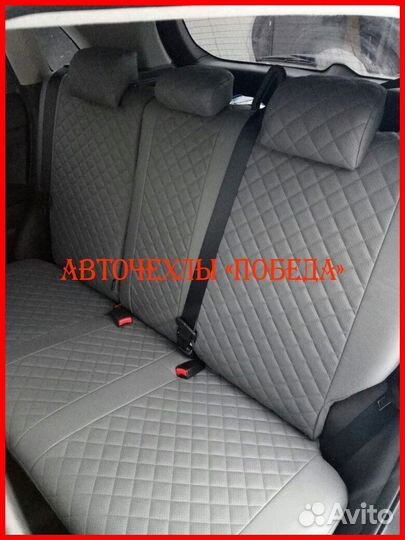 Чехлы Mitsubishi ASX из экокожи серые Ромб