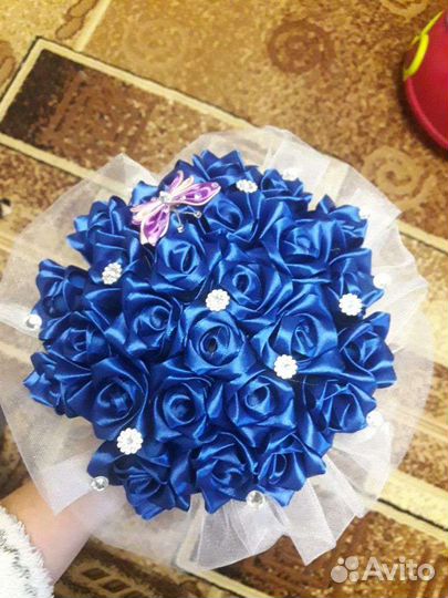 Букет из атласных лент ручная работа