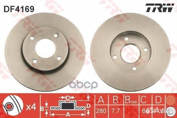 Диск торм передн df4169 TRW
