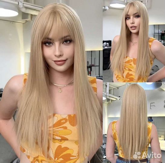 Парик блонд прямой с челкой. Новый