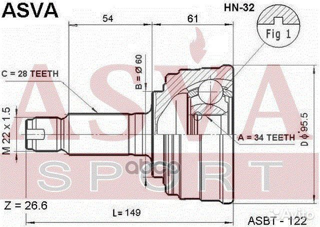 ШРУС наружный 34x60x28 HN-32 asva