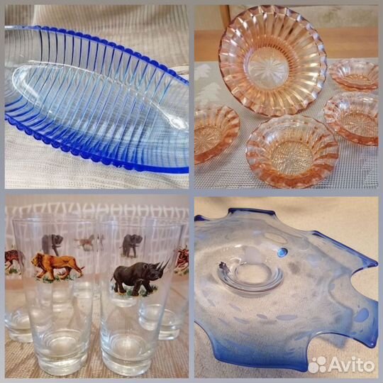 Посуда цветное стекло времен СССР ГДР