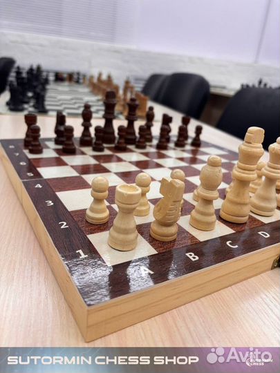 Черная магнитная шахматная доска 34х34 см