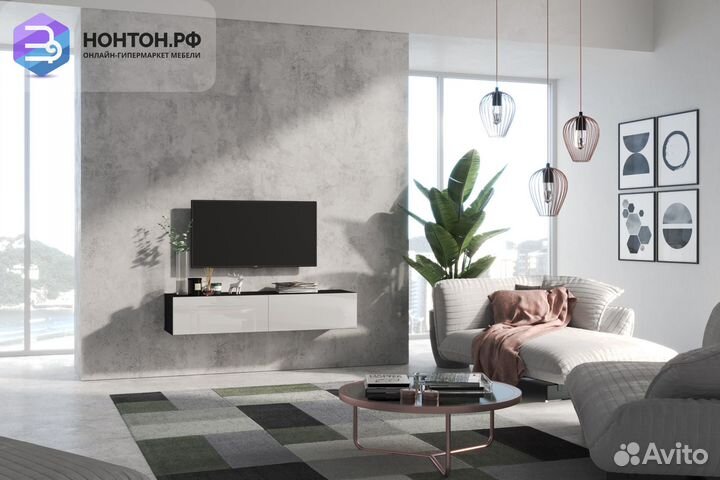 Тв-тумба somero черный / белый глянец