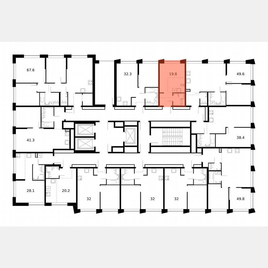 Квартира-студия, 19,8 м², 2/23 эт.