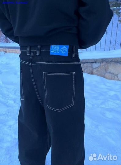 Джинсы Polar чёрные с белой ниткой (Арт.38330)