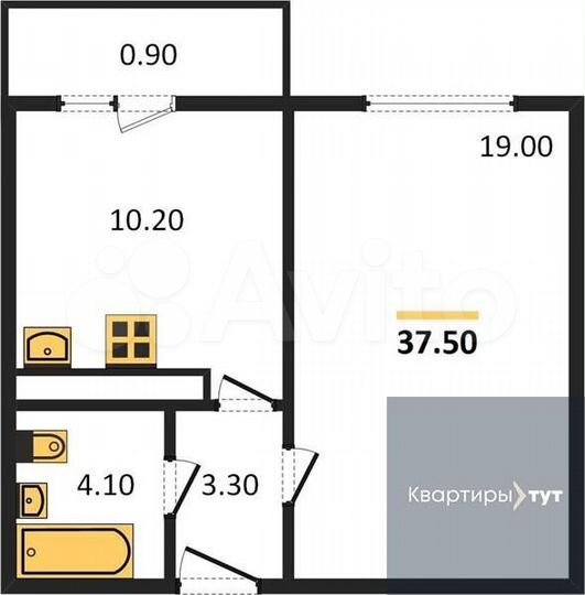 1-к. квартира, 37,5 м², 12/17 эт.