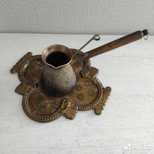 Турка медная с подносом СССР